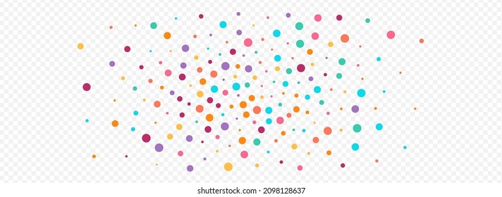 Multicolored Confetti Decoration Vector Panoramic Transparent Background. Abstract Round Texture. Invitation Circle Illustration. Rainbow Rain Happy Background.