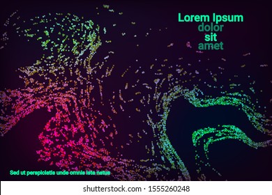 Multicolored confetti dots on a black background. Luxury holiday background. Shiny grainy abstract texture shimmers on a dark background. Design element. Vector illustration, eps 10.