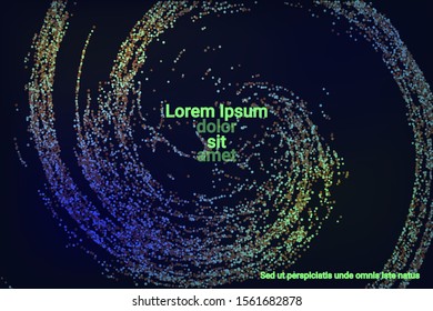 Multicolored confetti dots on a black background. Luxury holiday background. Shiny grainy abstract texture shimmers on a dark background. Design element. Vector illustration, eps 10.