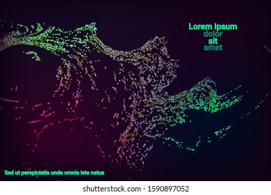 Multicolored confetti dots on a black background. Luxury holiday background. Shiny grainy abstract texture shimmers on a dark background. Design element. Vector illustration, eps 10.