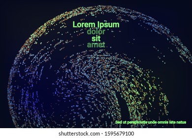 Multicolored confetti dots on a black background. Luxury holiday background. Shiny grainy abstract texture shimmers on a dark background. Design element. Vector illustration, eps 10.