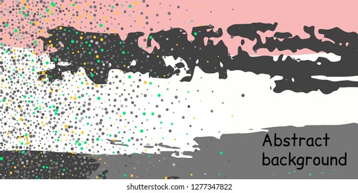 Multicolored confetti dots on a striped background. The concept of festive decoration. Fashionable color concept. Pattern from a striped background with chaotic confetti dots for design poster, banner