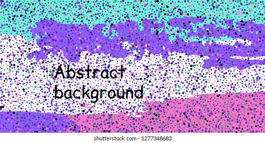 Multicolored confetti dots on a striped background. The concept of festive decoration. Fashionable color concept. Pattern from a striped background with chaotic confetti dots for design poster, banner