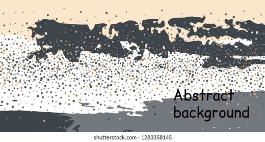 Multicolored confetti dots on a striped background. The concept of festive decoration. Fashionable color concept. Pattern from a striped background with chaotic confetti dots for design poster, banner