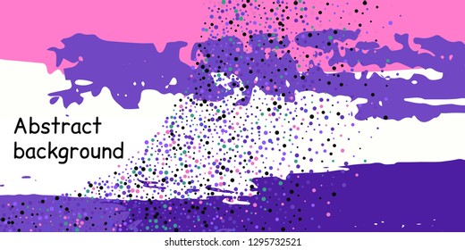 Multicolored confetti dots on a striped background. The concept of festive decoration. Fashionable color concept. Pattern from a striped background with chaotic confetti dots for design poster, banner