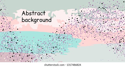 Multicolored confetti dots on a striped background. The concept of festive decoration. Fashionable color concept. Pattern from a striped background with chaotic confetti dots for design poster, banner