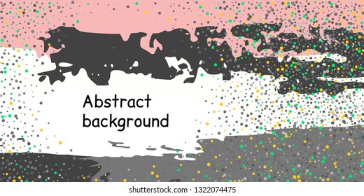 Multicolored confetti dots on a striped background. The concept of festive decoration. Fashionable color concept. Pattern from a striped background with chaotic confetti dots for design poster, banner