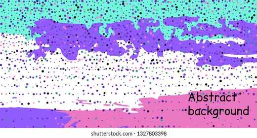Multicolored confetti dots on a striped background. The concept of festive decoration. Fashionable color concept. Pattern from a striped background with chaotic confetti dots for design poster, banner