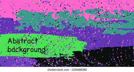Multicolored confetti dots on a striped background. The concept of festive decoration. Fashionable color concept. Pattern from a striped background with chaotic confetti dots for design poster, banner