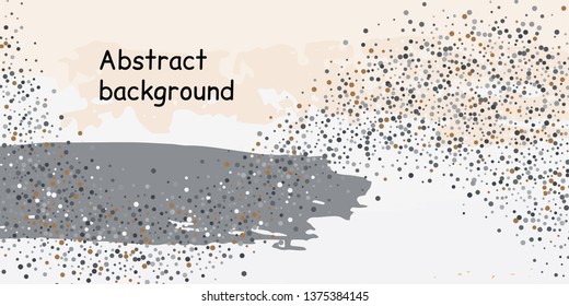 Multicolored confetti dots on a striped background. The concept of festive decoration. Fashionable color concept. Pattern from a striped background with chaotic confetti dots for design poster, banner