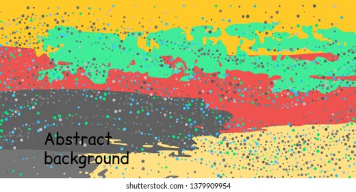 Multicolored confetti dots on a striped background. The concept of festive decoration. Fashionable color concept. Pattern from a striped background with chaotic confetti dots for design poster, banner