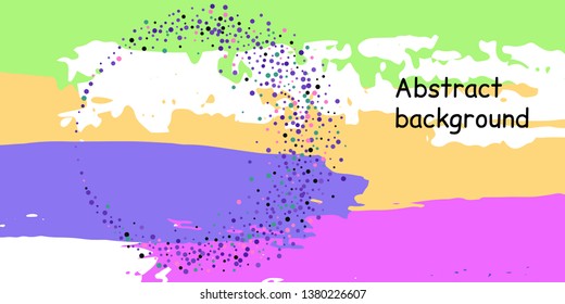 Multicolored confetti dots on a striped background. The concept of festive decoration. Fashionable color concept. Pattern from a striped background with chaotic confetti dots for design poster, banner