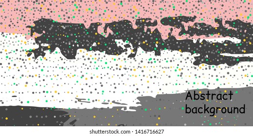 Multicolored confetti dots on a striped background. The concept of festive decoration. Fashionable color concept. Pattern from a striped background with chaotic confetti dots for design poster, banner