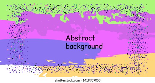 Multicolored confetti dots on a striped background. The concept of festive decoration. Fashionable color concept. Pattern from a striped background with chaotic confetti dots for design poster, banner