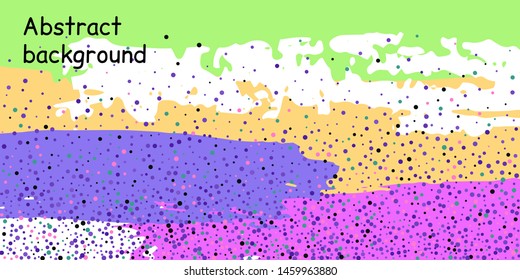 Multicolored confetti dots on a striped background. The concept of festive decoration. Fashionable color concept. Pattern from a striped background with chaotic confetti dots for design poster, banner