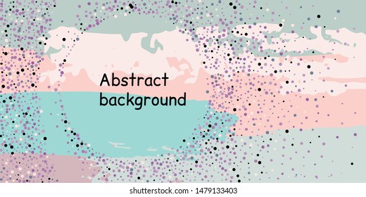 Multicolored confetti dots on a striped background. The concept of festive decoration. Fashionable color concept. Pattern from a striped background with chaotic confetti dots for design poster, banner