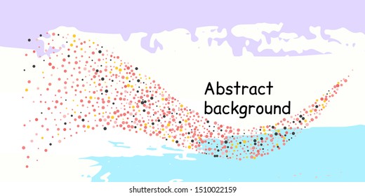 Multicolored confetti dots on a striped background. The concept of festive decoration. Fashionable color concept. Pattern from a striped background with chaotic confetti dots for design poster, banner
