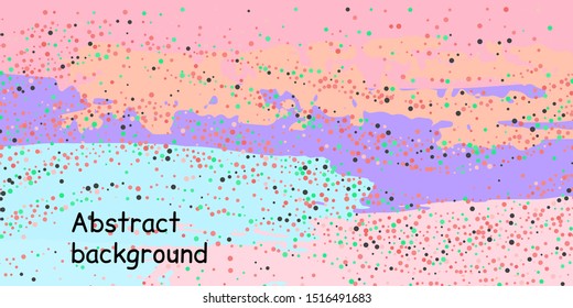 Multicolored confetti dots on a striped background. The concept of festive decoration. Fashionable color concept. Pattern from a striped background with chaotic confetti dots for design poster, banner