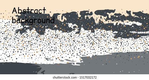 Multicolored confetti dots on a striped background. The concept of festive decoration. Fashionable color concept. Pattern from a striped background with chaotic confetti dots for design poster, banner