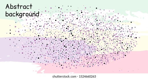 Multicolored confetti dots on a striped background. The concept of festive decoration. Fashionable color concept. Pattern from a striped background with chaotic confetti dots for design poster, banner