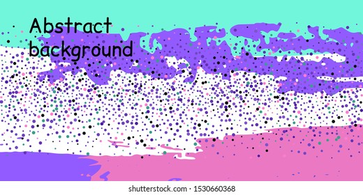 Multicolored confetti dots on a striped background. The concept of festive decoration. Fashionable color concept. Pattern from a striped background with chaotic confetti dots for design poster, banner