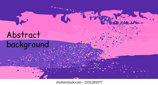 Multicolored confetti dots on a striped background. The concept of festive decoration. Fashionable color concept. Pattern from a striped background with chaotic confetti dots for design poster, banner