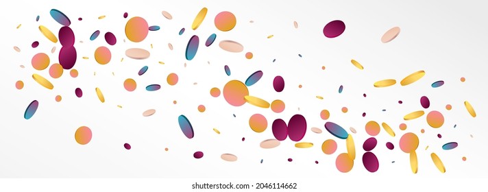 Multicolored Confetti Independence Panoramic Grey Background. Holographic Effect Splash Texture. Happy Illustration. Colored Celebrate Background.