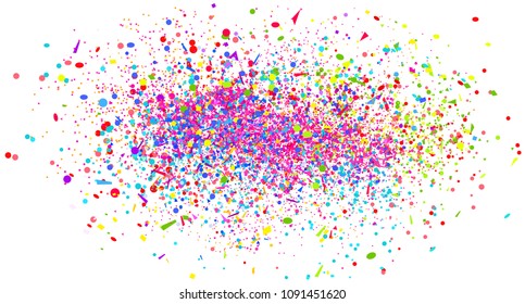 Multicolored confetti isolated on white. Geometrical background with glitters. Pattern for design. Print for flyers, posters, banners and textiles. Greeting cards. Luxury texture