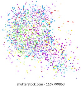 Multicolored confetti isolated on white. Geometric festive background with glitters. Colorful pattern for design. Print for flyers, posters, banners and textiles. Greeting cards. Luxury texture