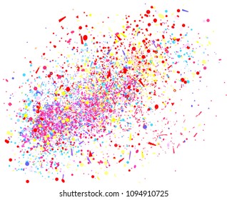 Multicolored confetti isolation on white. Geometrical background with glitters. Pattern for design. Print for flyers, posters, banners and textiles. Greeting cards. Luxury texture