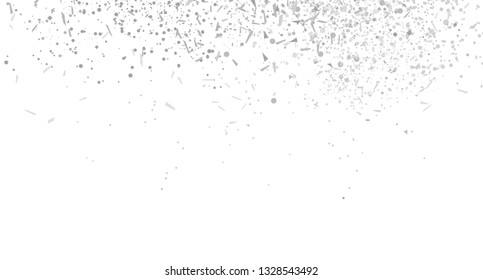 Multicolored confetti on isolated white background. Geometric holiday texture with glitters. Image for banners, posters and flyers. Black and white illustration