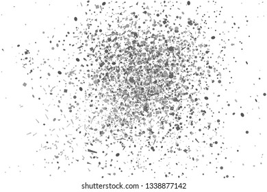 Multicolored confetti on isolated white background. Geometric holiday texture with glitters. Image for banners. Black and white illustration