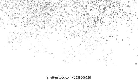 Multicolored confetti on isolated white background. Geometric holiday texture with glitters. Festive image for banners. Black and white illustration