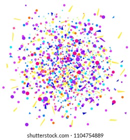 Multicolored confetti on white. Background with glitters. Pattern for design. Print for flyers, posters, banners and textiles. Greeting cards. Luxury texture