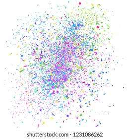 Multicolored confetti on white. Geometric background with glitters. Pattern for design. Print for flyers, posters, banners and textiles. Greeting cards. Luxury texture