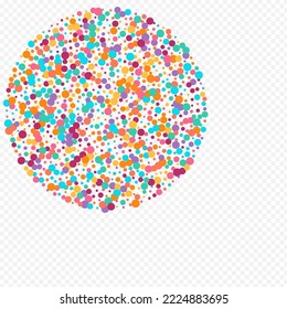 Multicolored Confetti Top Vector Transparent Background. Flying Round Illustration. Independence Polka Backdrop. Color Dot Celebrate Background.