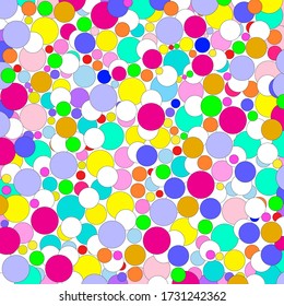 Los círculos transparentes se solapan en confeti multicolor. Ilustración vectorial para crear fondos de vacaciones. Fondo abstracto de salpicadura de color.