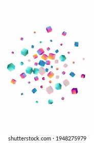 Vector de Confetti multicolorFondo blanco. Imagen de la caja gráfica arcoiris. Folleto de bloques de metal. Papel de escritorio geométrico de Rhombus irlandés.