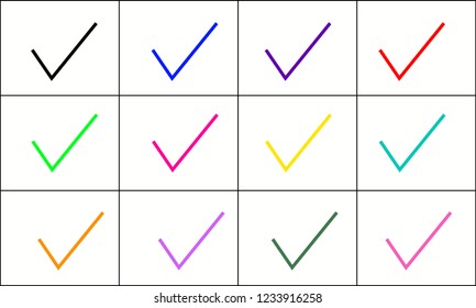 Multicolored confirm icons set. Vector illustration