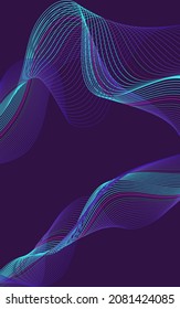 Vector púrpura de fondo de contorno multicolor. Soundwave Ribbon Backdrop. Mezclar la luz de onda. Ilustración eléctrica.