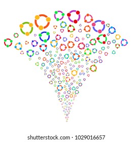 Multicolored Cooperation festive fountain. Object fountain made from random cooperation pictographs as fireworks. Vector illustration style is flat iconic symbols with psychedelic colors.