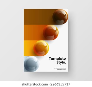 Multicolored corporate brochure vector design template. Creative 3D balls journal cover layout.