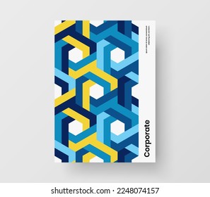Multicolored corporate cover A4 design vector illustration. Vivid geometric tiles front page template.