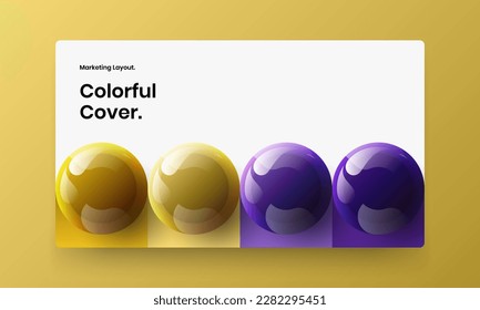 Multicolored corporate cover design vector layout. Fresh realistic spheres landing page illustration.