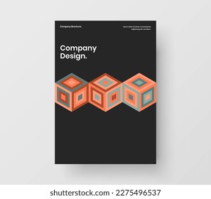 Multicolored corporate identity A4 design vector template. Isolated geometric hexagons journal cover illustration.