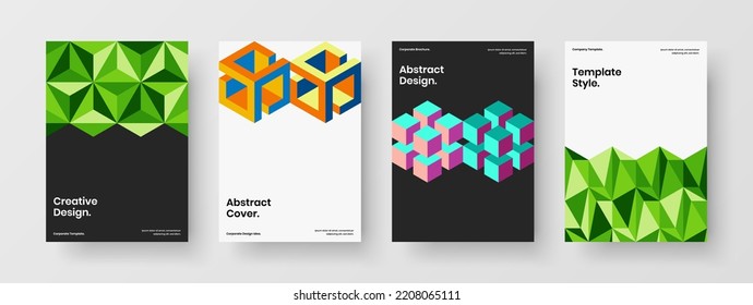 Colección de diseño vectorial de diseño de identidad corporativa multicolor. Conjunto único de plantillas de cubierta de patrones de mosaico.