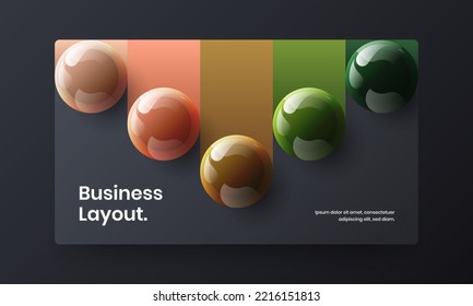 Multicolored corporate identity vector design concept. Trendy realistic spheres poster template.