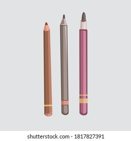 multi-colored cosmetic pencils for eyes and lips for expressive makeup