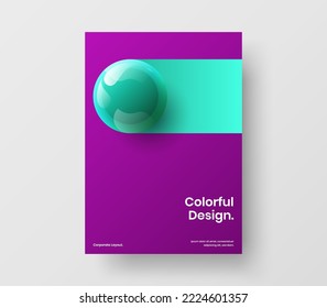 Ilustración de diseño vectorial de cubierta multicolor. Plantilla de folleto corporativa de esferas 3D únicas.