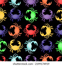 Multicolored crabs, seamless pattern, vector illustration